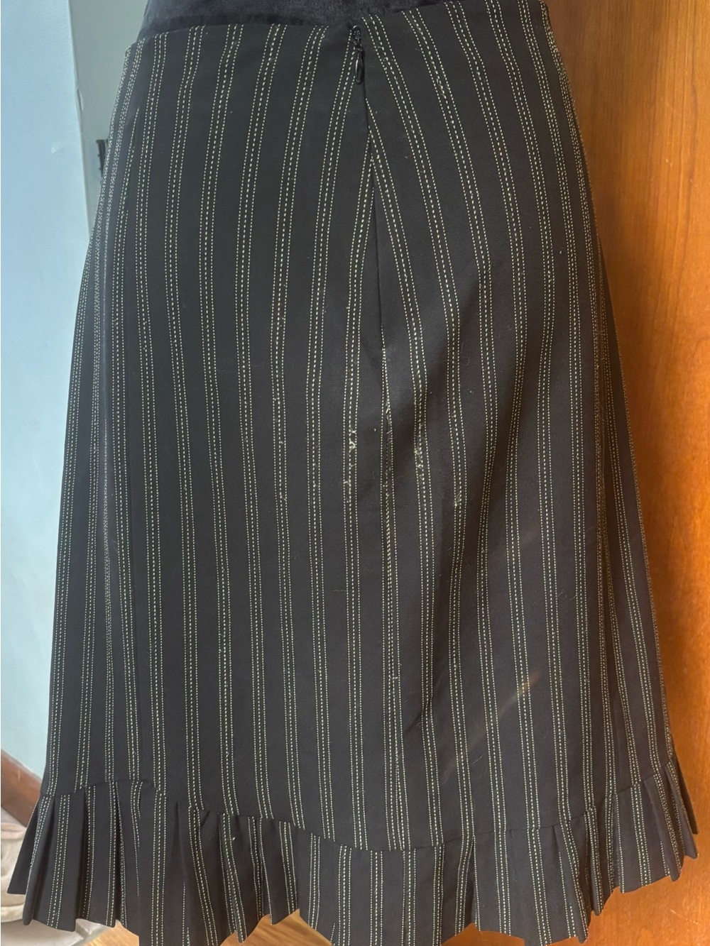 Women’s Black Pinstripe Midi Skirt